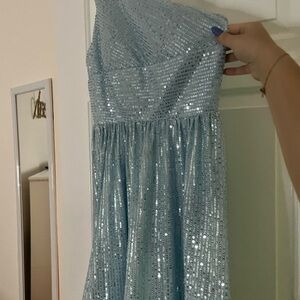 Sparkling Strapless Blue Dress